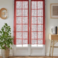 EMINZA Paire de voilages passe-tringle effet lin (60 x 160 cm) Robin Terracotta New