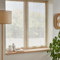 EMINZA Paire de voilages passe-tringle effet lin (60 x 90 cm) Luca Beige Hot