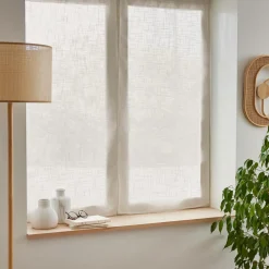 EMINZA Paire de voilages passe-tringle effet lin (60 x 90 cm) Robin Beige Sale