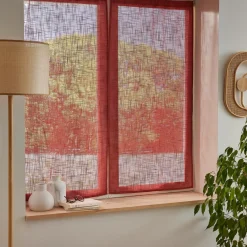 EMINZA Paire de voilages passe-tringle effet lin (60 x 90 cm) Robin Terracotta