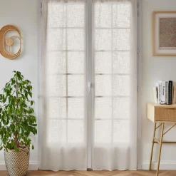 EMINZA Paire de voilages passe-tringle effet lin (70 x 200 cm) Robin Beige Hot