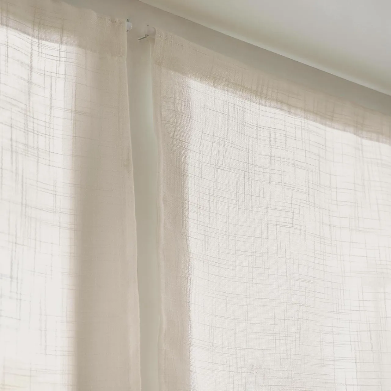EMINZA Paire de voilages passe-tringle effet lin (70 x 200 cm) Robin Beige Hot