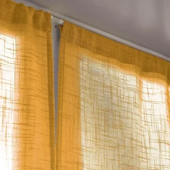 EMINZA Paire de voilages passe-tringle effet lin (70 x 200 cm) Robin Jaune ocre Online