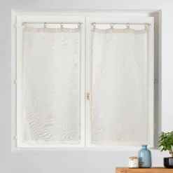 douceur d'intu017drieur Paire de voilages tissés œillets bois (60 x 120 cm) Minalisa Beige New
