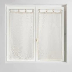 douceur d'intu017drieur Paire de voilages tissés œillets bois (60 x 120 cm) Minalisa Beige New
