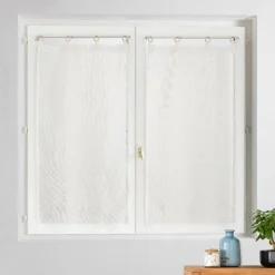 douceur d'intu017drieur Paire de voilages tissés œillets bois (60 x 120 cm) Minalisa Blanc Outlet