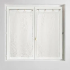 douceur d'intu017drieur Paire de voilages tissés œillets bois (60 x 160 cm) Minalisa Blanc Hot