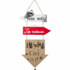 Feeric Lights & Christmas Pancarte en bois (H51 cm) Flèches de Noël Naturel New