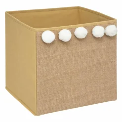 Atmosphera cru017dateur d'intu017drieur for kids Panier de rangement enfant jute (29 x 29 cm) 5 Pompons Marron Discount