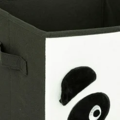 Atmosphera cru017dateur d'intu017drieur for kids Panier de rangement enfant velours (29 x 29 cm) Panda Noir