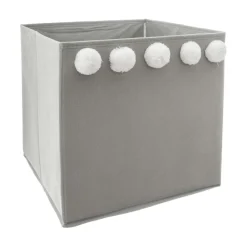 ATMOSPHERA Panier de rangement enfant (29 x 29 cm) 5 Pompons Gris Sale