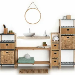 5 Five Simply Smart Panier de rangement (31 x 31 cm) Blackflora Bois Naturel Hot
