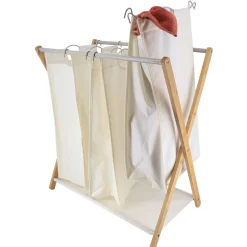 TENDANCE Panier à linge 3 compartiments (H76 cm) Purebamboo Ecru Hot