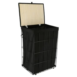 TENDANCE Panier à linge pliable (H60 cm) Industriel Noir Discount