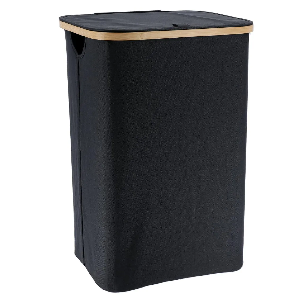 TENDANCE Panier à linge rectangulaire et pliable (H60 cm) Purebamboo Noir