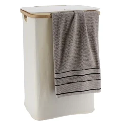 TENDANCE Panier à linge rectangulaire et pliable (H60 cm) Purebamboo Ecru Sale