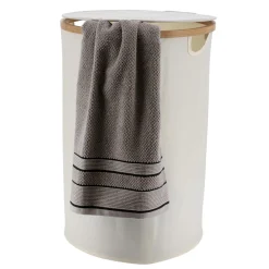 TENDANCE Panier à linge rond et pliable (H60 cm) Purebamboo Ecru Outlet