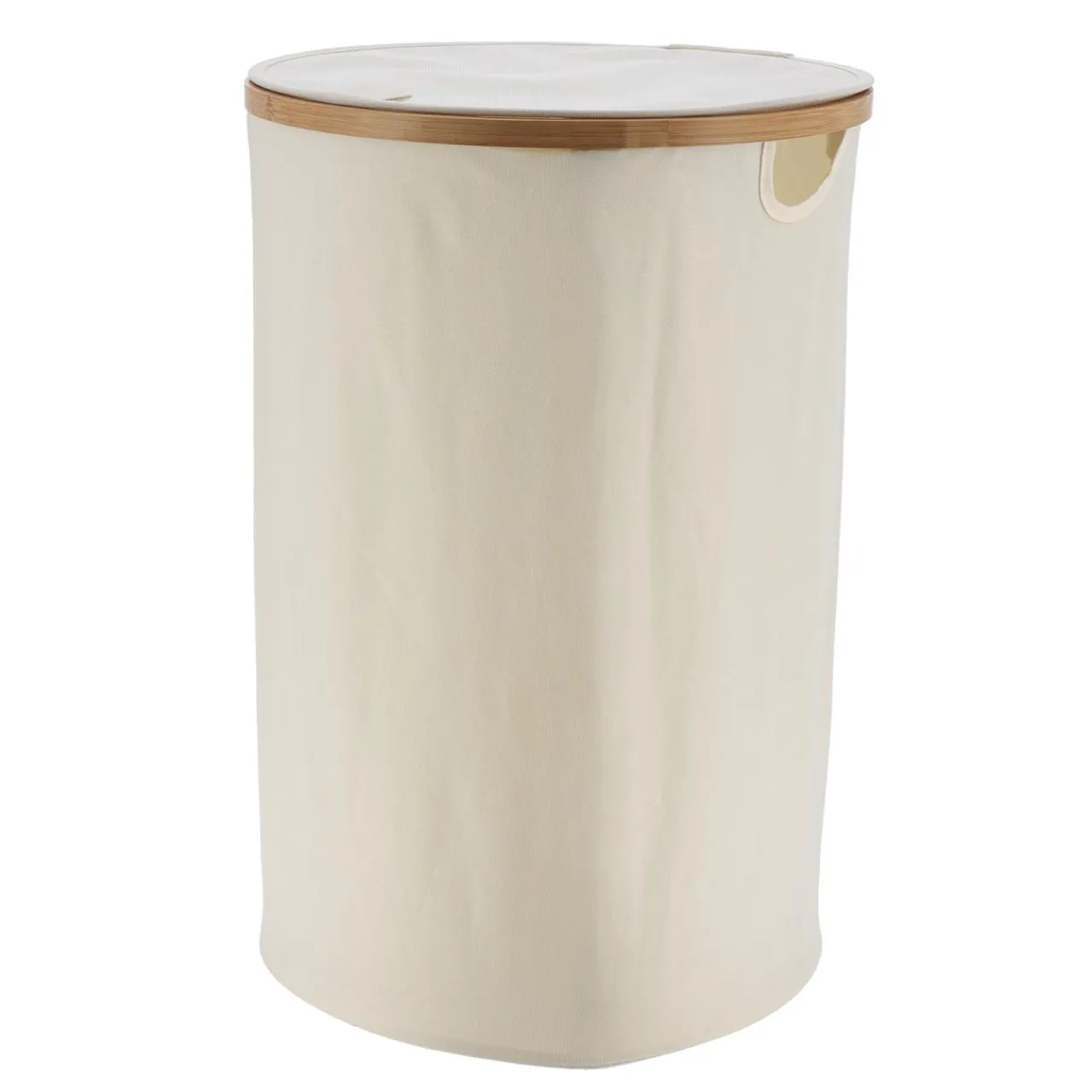 TENDANCE Panier à linge rond et pliable (H60 cm) Purebamboo Ecru Outlet