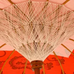 KAEMINGK Parasol de jardin rond à franges (D2 m) Jaipur et dorure Rouge Hot