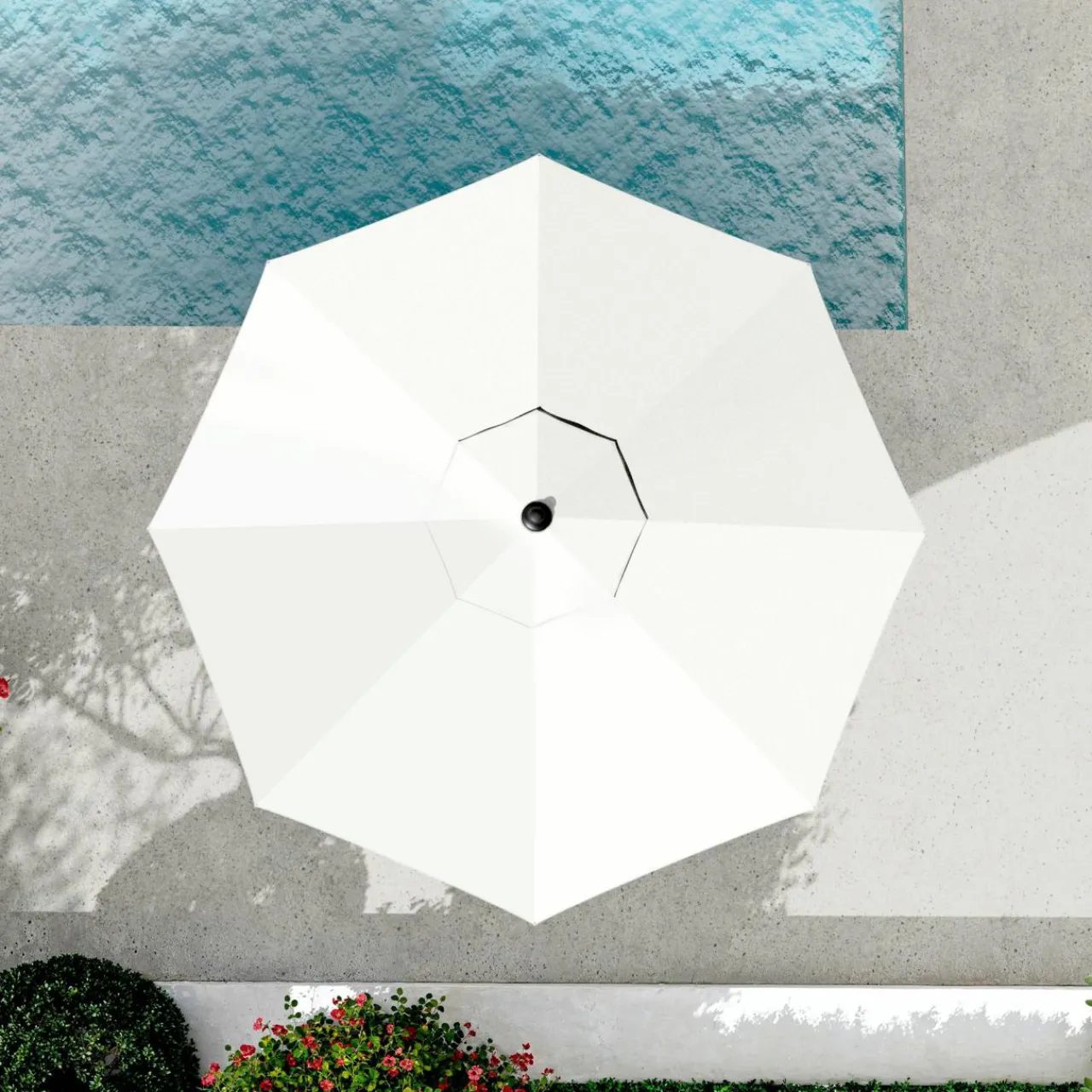 MOBELLIA Parasol rond aluminium (D3,5 m) Yucatan effet Bois et blanc Effet bois - blanc Clearance