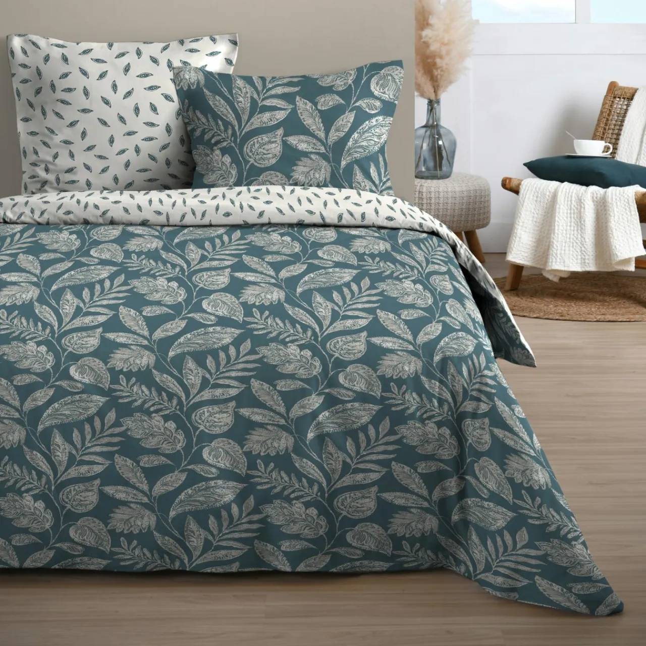 STOF Parure de draps coton 4 pièces (140 x 190 cm) Gaëlle e Bleu Hot