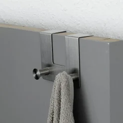 TENDANCE Patère pour porte acier inoxydable 2 crochets (H10 cm) Chrome Argent Outlet