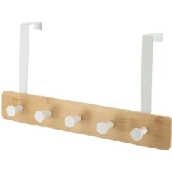 TENDANCE Patère pour porte 5 crochets (L37 x H20 cm) Bambou Blanc Sale