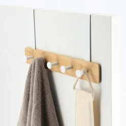 TENDANCE Patère pour porte 5 crochets (L37 x H20 cm) Bambou Blanc Sale