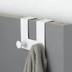 TENDANCE Patère pour porte métal 2 crochets (H10 cm) Blanc Hot