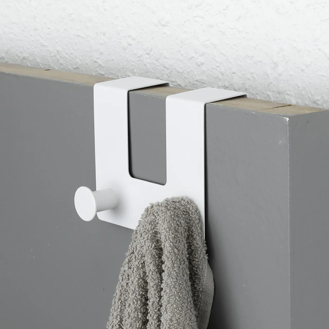 TENDANCE Patère pour porte métal 2 crochets (H10 cm) Blanc Hot