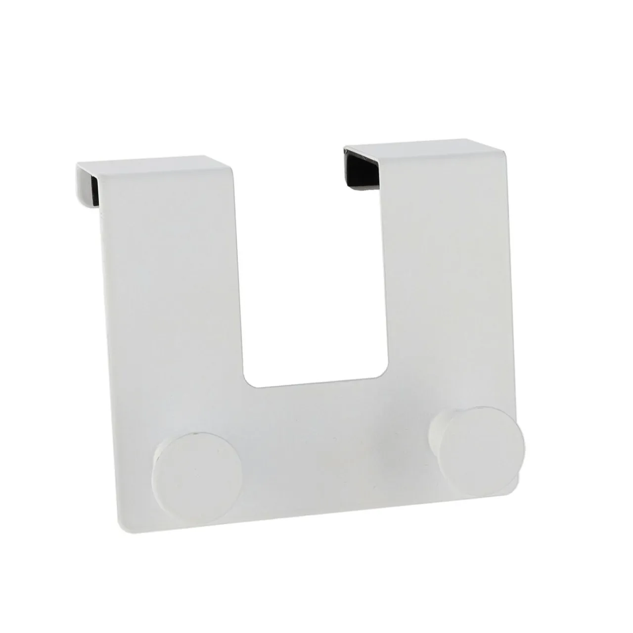 TENDANCE Patère pour porte métal 2 crochets (H10 cm) Blanc Hot