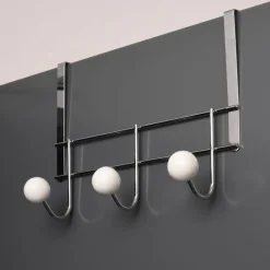 TENDANCE Patère à suspendre 3 crochets Chrome - Blanc Discount