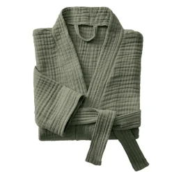 EMINZA Peignoir de bain gaze de coton L/XL Gaïa Vert romarin Clearance