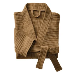 EMINZA Peignoir de bain gaze de coton L/XL Gaïa Camel Sale