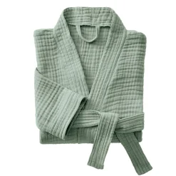 EMINZA Peignoir de bain gaze de coton L/XL Gaïa Vert Eucalyptus Clearance