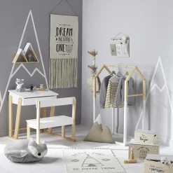 ATMOSPHERA Penderie enfant bois (H100 cm) Maison he Blanc Best
