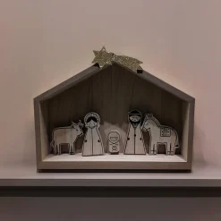 KAEMINGK Petite crèche de Noël en bois (H27 cm) Sainte-Marceline Outlet