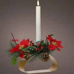 KAEMINGK Photophore avec bougie LED (H12 cm) Fleur de Noël Blanc chaud Discount