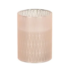KOOPMAN Photophore en verre avec bougie (H10 cm) Strim Rose Best