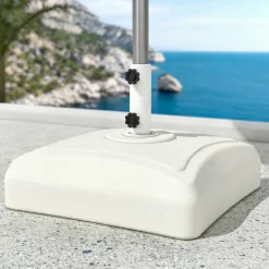 MOBELLIA Pied de parasol carré universel à remplir 32L Blanc Hot