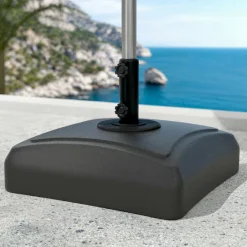 MOBELLIA Pied de parasol carré universel à remplir 32L Noir New