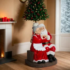 KAEMINGK Pied de sapin géant (H97 cm) Père et Mère de Noël Rouge Sale