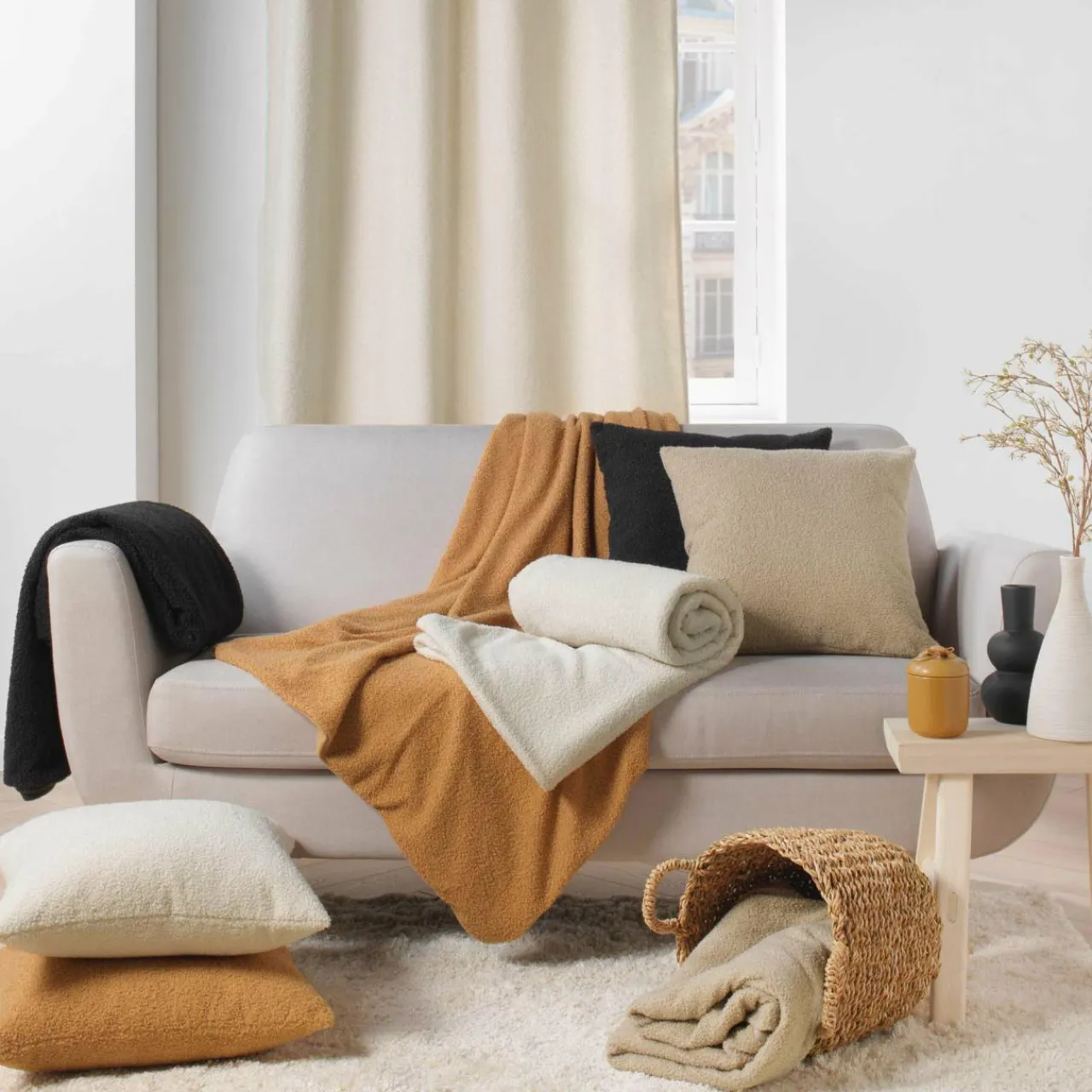 DOUCEUR D'INTERIEUR Plaid bouclette (125 x 150 cm) Wooly Beige