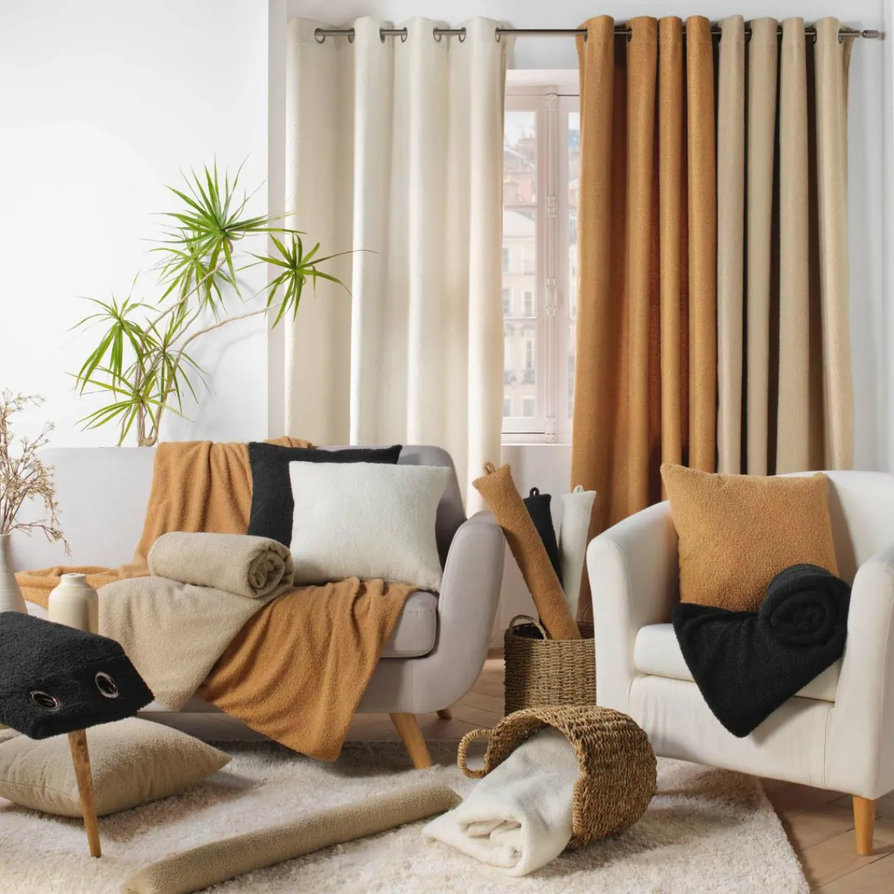 DOUCEUR D'INTERIEUR Plaid bouclette (125 x 150 cm) Wooly Beige