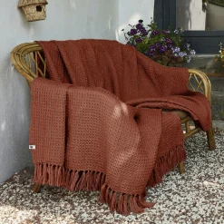 L'EFFET PAPILLON Plaid canapé matière recyclée (180 x 220 cm) Gabin Terracotta New