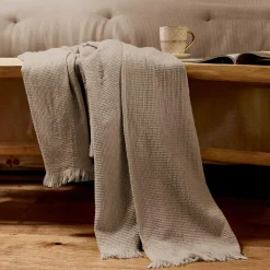 EMINZA Plaid coton nid d'abeille (130 x 160 cm) Eva Ficelle Clearance