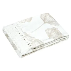 STOF Plaid coton recyclé doux (125 x 150 cm) Oriana Ecru New