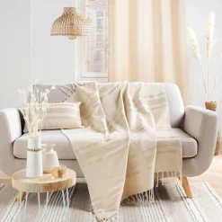 DOUCEUR D'INTERIEUR Plaid coton (125 x 150 cm) Doreline Ecru Hot