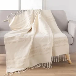 DOUCEUR D'INTERIEUR Plaid coton (125 x 150 cm) Doreline Ecru Hot