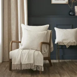 L'EFFET PAPILLON Plaid coton (180 x 220 cm) Sixtine Beige Online